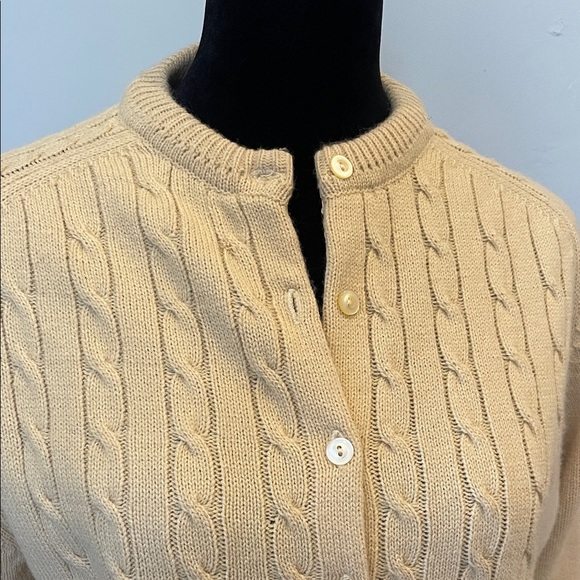 Cable Knit Button-Up Sweater - tan small acrylic - Picture 2 of 2